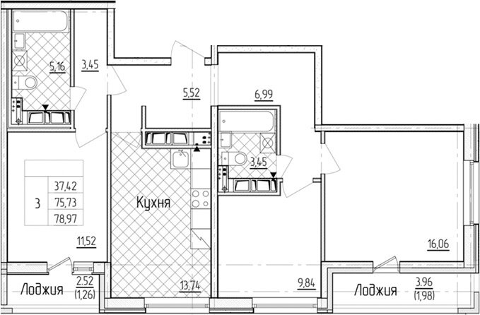 79 м², 3-комнатная квартира 19 315 000 ₽ - изображение 1