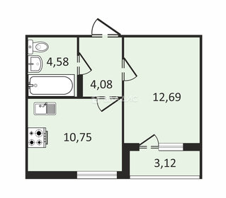 Квартира 33,7 м², 1-комнатная - изображение 1