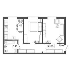 Квартира 59,5 м², 2-комнатная - изображение 2