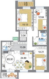 95,9 м², 3-комнатная квартира 26 845 208 ₽ - изображение 54