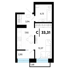 Квартира 33,3 м², 1-комнатная - изображение 1