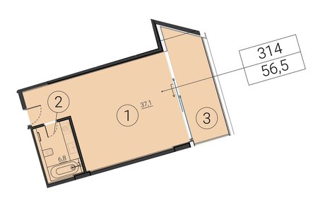 57 м², 1-комнатные апартаменты 74 100 000 ₽ - изображение 22