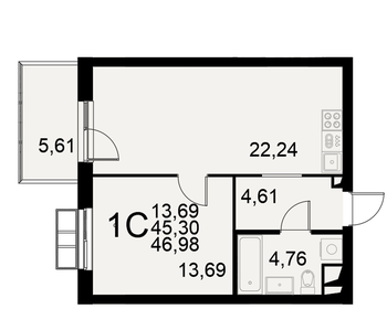 45,5 м², 1-комнатная квартира 7 955 500 ₽ - изображение 15
