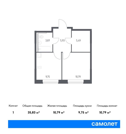 35,8 м², 1-комнатная квартира 6 881 431 ₽ - изображение 14