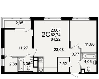 56,8 м², 2-комнатная квартира 7 250 000 ₽ - изображение 79