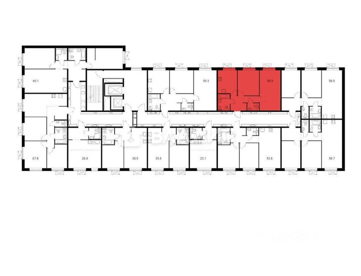 53,9 м², 2-комнатная квартира 10 500 000 ₽ - изображение 1