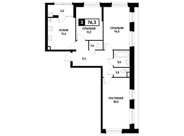 Квартира 76,3 м², 3-комнатная - изображение 1