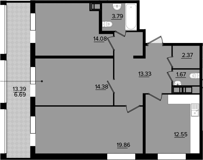 88,7 м², 3-комнатная квартира 21 740 000 ₽ - изображение 1