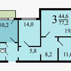 Квартира 77 м², 3-комнатная - изображение 2