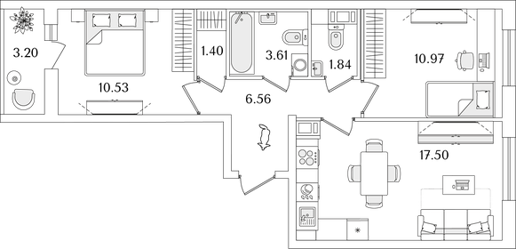 54,8 м², 2-комнатная квартира 13 353 289 ₽ - изображение 38