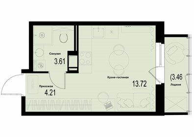 Квартира 22,6 м², студия - изображение 1