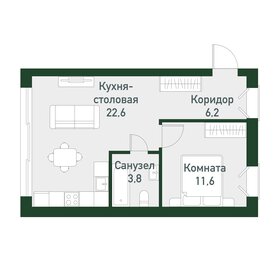 46 м², 1-комнатная квартира 5 566 000 ₽ - изображение 20