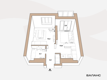 40,2 м², 1-комнатная квартира 7 570 000 ₽ - изображение 21