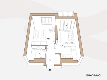 35 м², квартира-студия 6 050 000 ₽ - изображение 14