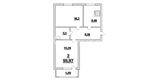 Квартира 56 м², 2-комнатная - изображение 1