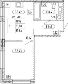 Квартира 33,9 м², 1-комнатная - изображение 1