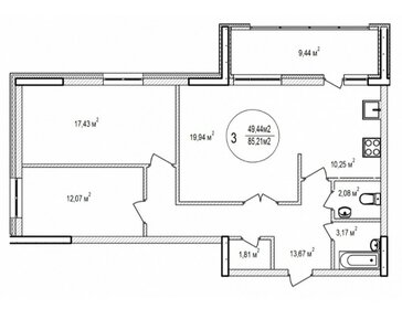 99,2 м², 3-комнатная квартира 10 700 000 ₽ - изображение 1