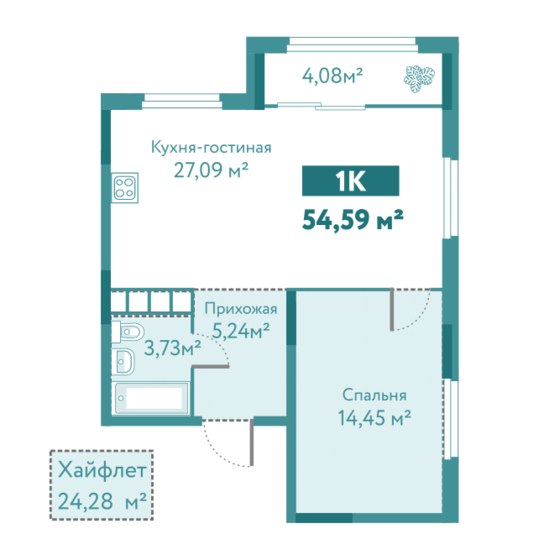 78,9 м², 1-комнатная квартира 7 210 000 ₽ - изображение 1