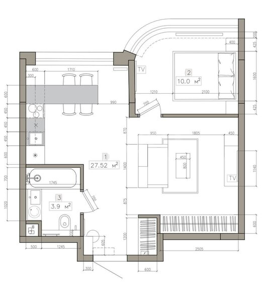 42 м², 2-комнатная квартира 24 500 000 ₽ - изображение 1