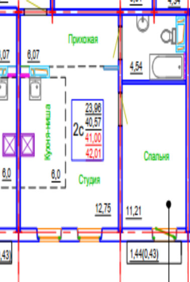 40,5 м², 2-комнатная квартира 4 400 000 ₽ - изображение 1