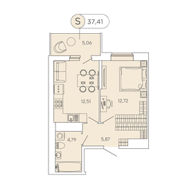 40,3 м², 1-комнатная квартира 5 549 999 ₽ - изображение 74