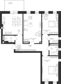 Квартира 95,7 м², 3-комнатная - изображение 1