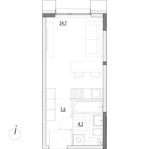 22,5 м², апартаменты-студия 4 702 500 ₽ - изображение 1