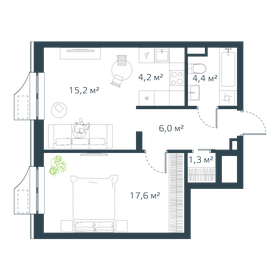 Квартира 49 м², 2-комнатная - изображение 1