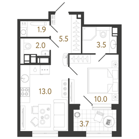 Квартира 35,9 м², 1-комнатная - изображение 1