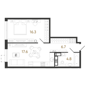 Квартира 45,4 м², 1-комнатная - изображение 1