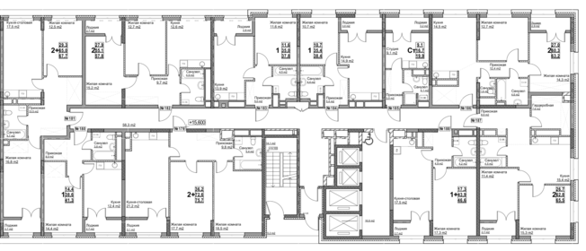 65,5 м², 2-комнатная квартира 14 990 000 ₽ - изображение 24