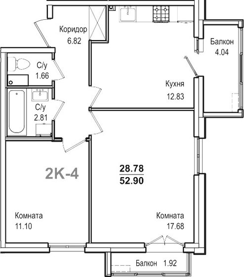 52,9 м², 2-комнатная квартира 7 650 000 ₽ - изображение 1