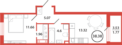 38,9 м², 1-комнатная квартира 7 111 881 ₽ - изображение 107