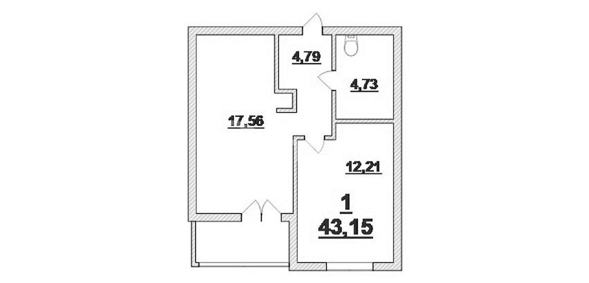 43,2 м², 1-комнатная квартира 4 150 000 ₽ - изображение 1