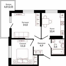 Квартира 45,9 м², 2-комнатная - изображение 1