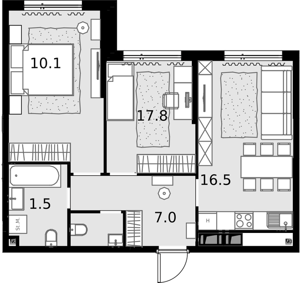 57 м², 2-комнатная квартира 21 888 000 ₽ - изображение 1