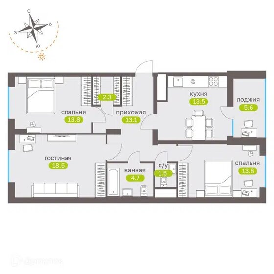 86,4 м², 3-комнатная квартира 6 995 000 ₽ - изображение 1