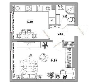 Квартира 32,4 м², 1-комнатная - изображение 1