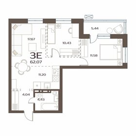 Квартира 62,1 м², 2-комнатная - изображение 1