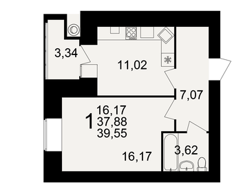 41,2 м², 1-комнатная квартира 2 900 000 ₽ - изображение 15