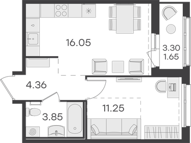 46,3 м², 1-комнатная квартира 14 000 000 ₽ - изображение 131