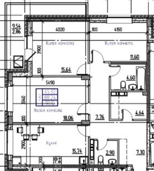 91,1 м², 3-комнатная квартира 9 990 000 ₽ - изображение 1