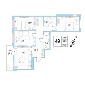 Квартира 96,8 м², 3-комнатная - изображение 1