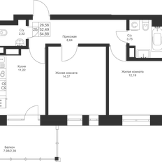 Квартира 54,9 м², 2-комнатная - изображение 3