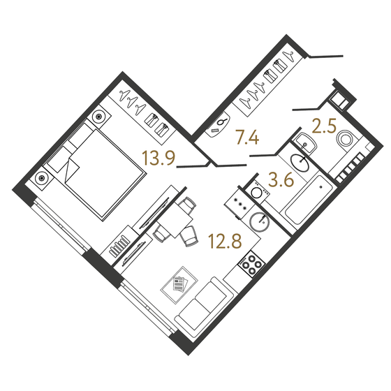 40,2 м², 1-комнатная квартира 21 042 672 ₽ - изображение 1