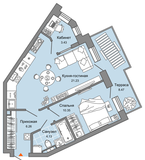 48 м², 2-комнатная квартира 6 721 188 ₽ - изображение 1