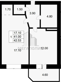 Квартира 43,7 м², 1-комнатная - изображение 1