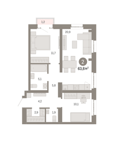 64 м², 2-комнатная квартира 21 240 000 ₽ - изображение 32