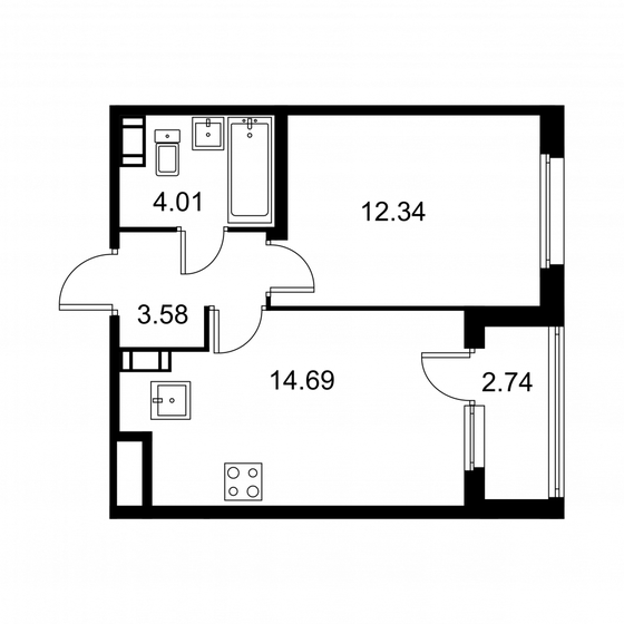 36 м², 1-комнатная квартира 5 686 420 ₽ - изображение 1