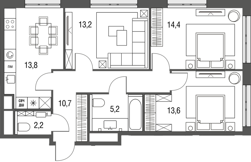 72,9 м², 3-комнатная квартира 25 485 840 ₽ - изображение 18